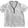 BLUSA-BLANCA-CON-BORDE copia Blusa Calvin Klein Blanca con Negro en Contraste - Talla XS