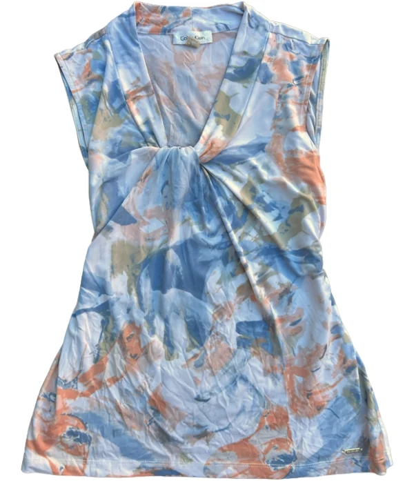 Blusa-azul-naranjo-blanco Blusa Calvin Klein Twist Acuarela - Talla M