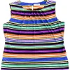 Blusa Plisada Rayas Multicolor Calvin Klein - Talla L
