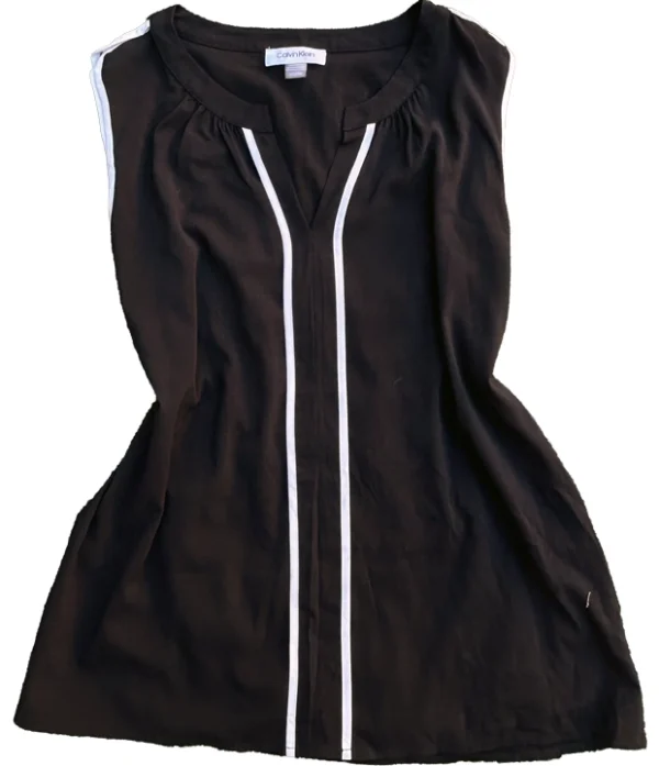 Blusa Calvin Klein Negra Contrast Blanco - Talla M