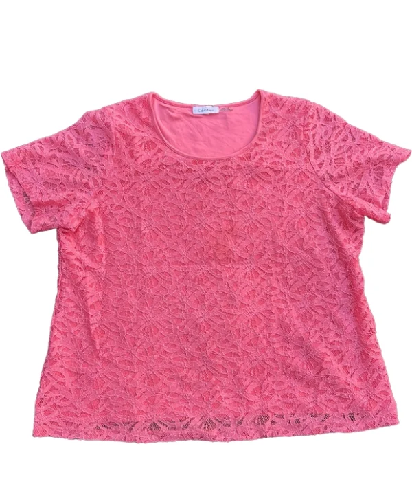 Polera Calvin Klein Rosa de Encaje Floral - Talla XL