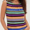 Blusa Plisada Rayas Multicolor Calvin Klein - Talla L