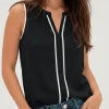 Blusa Calvin Klein Negra Contrast Blanco - Talla M