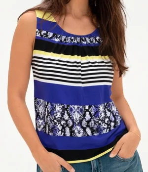 modelo-final-blusa-azul-amarillo Blusa Calvin Klein Estampado Mixto - Talla S