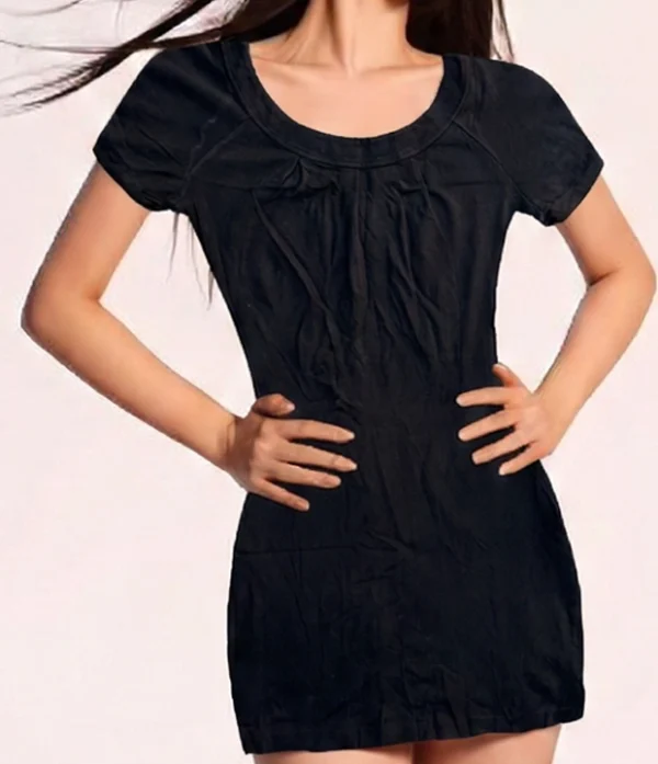 modelo-vestido-negro-recto Vestido Calvin Klein Recto Negro Con Mangas - Talla XL