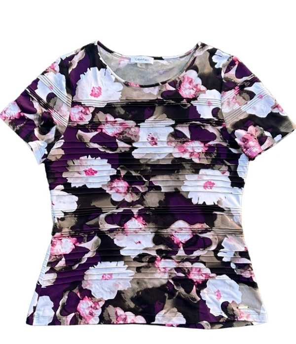 Blusa Corrugada Calvin Klein Floral - Talla L