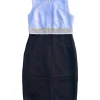Vestido Calvin Klein Blanco y Negro con Detalle Metálico - Talla 10